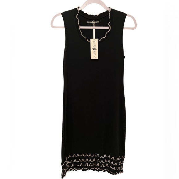 Laura Hlavac Black Dress with Ruffle Detail Large - Picture 1 of 8